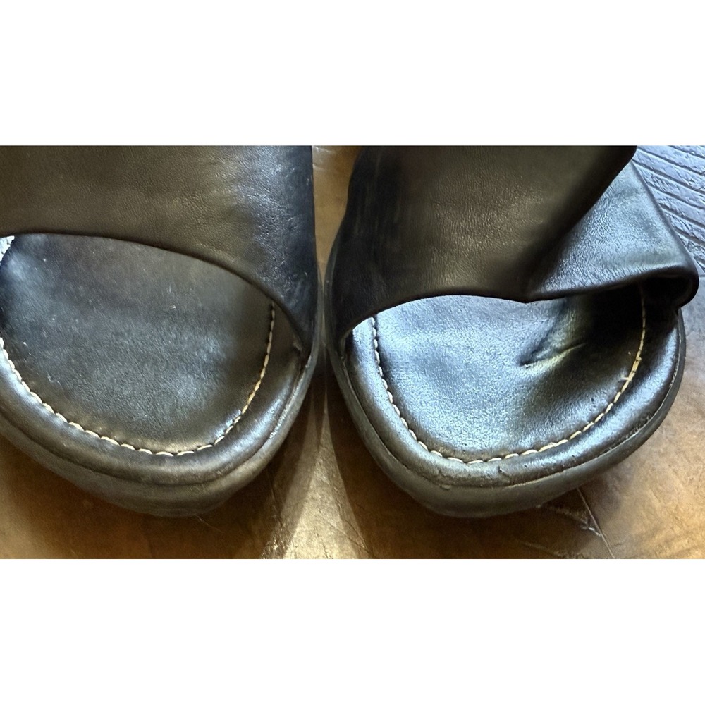 PESARO BLACK Slip On Sandle Clog Size 9 Leather Strap Y2k 90's Comfy Staple - Picture 8 of 8
